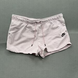 Nike Shorts Womens XL Pink Fleece Drawstring Swoosh Logo Lounge Athletic Casual